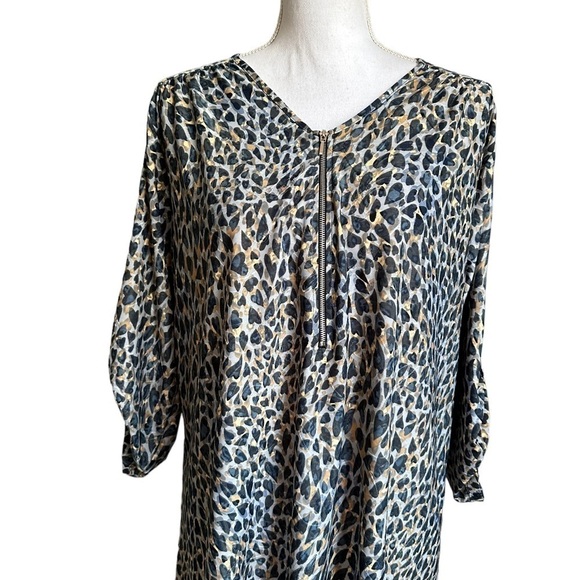 NY Collection Roll Tab Zip Front Jacquard Knit Top Size 2X - Picture 5 of 17